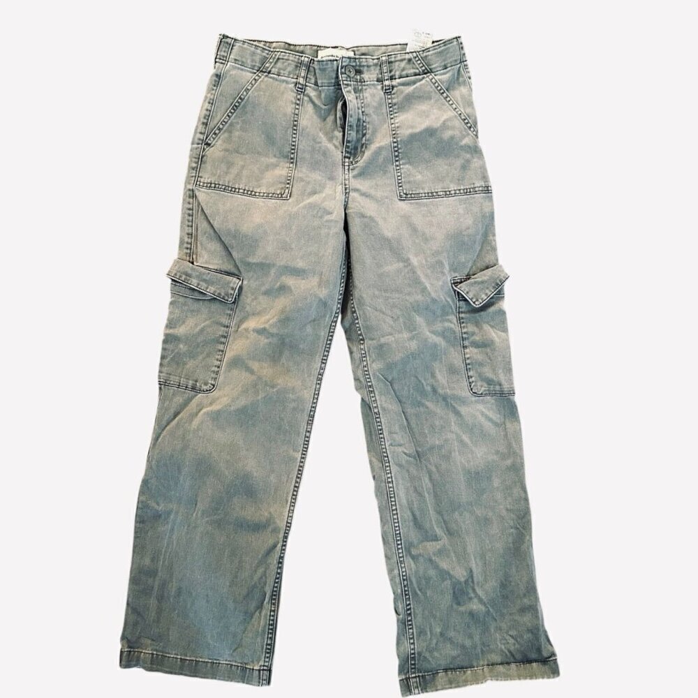 Abercrombie Kids Cargo Pants Green Wide Leg Pockets Girls Size 17/18